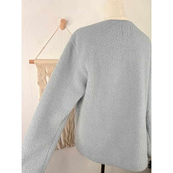 Joie Teddy Sherpa Shacket Size Medium Blue Snap Jacket Coat - Picture 7 of 8